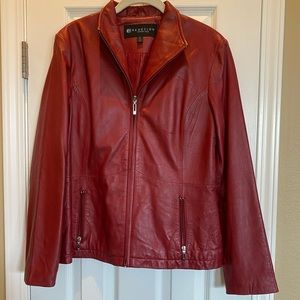 Kenneth Cole Leather Jacket Red Medium Pre-Owned Very Light Use
